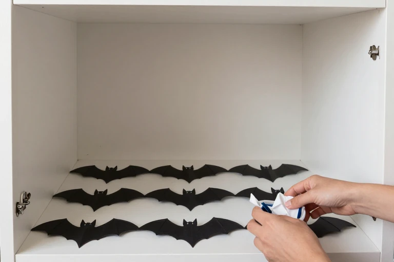 Bat decorations packed flat in a rigid storage box