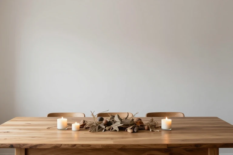Candles of varied heights spaced safely away from foliage
