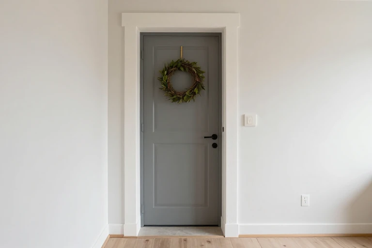 Space-saving fall decor at a narrow entry