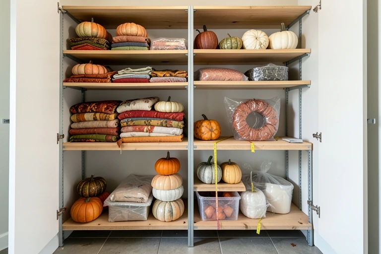 Measured storage plan for reusable fall decorations
