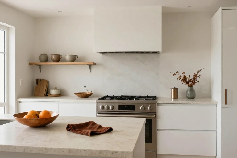 Fall kitchen accents kept away from the work zone