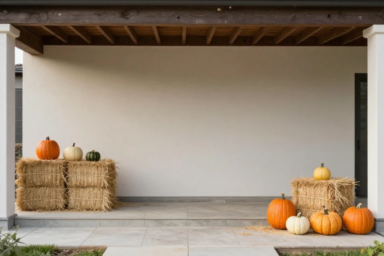 Single straw bale used carefully as a covered display riser