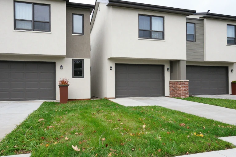 Compact yard decorated with one vertical focal point