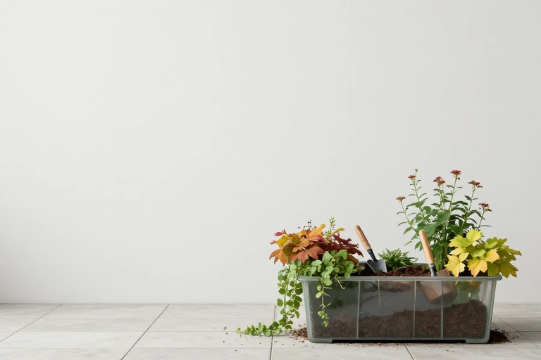 Summer container being refreshed with fall plants
