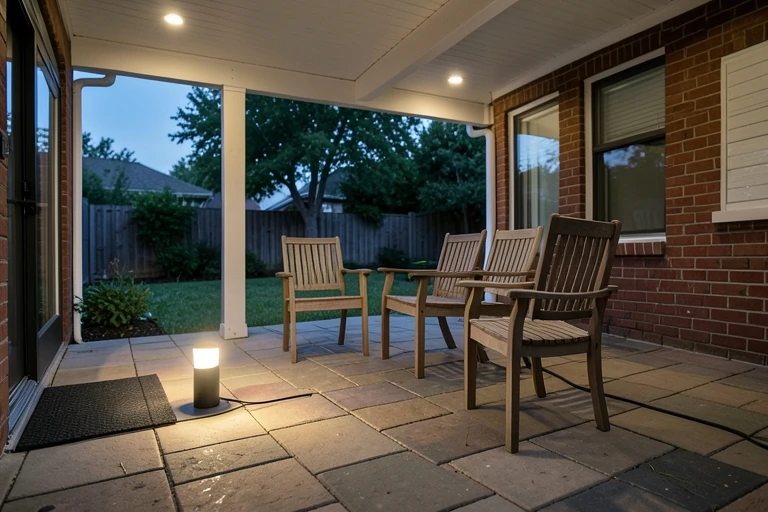 Outdoor accent lighting positioned away from foot traffic