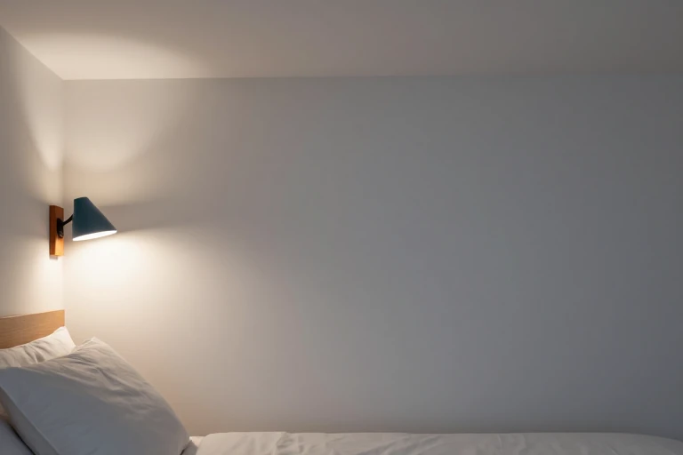 Layered lighting adjusted to reduce bedside glare