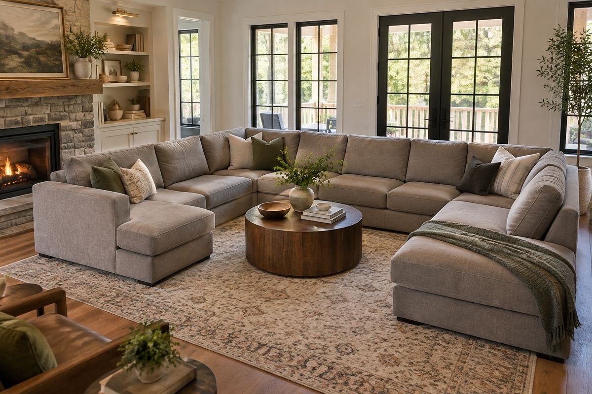 U-shaped sectional with a clear open approach